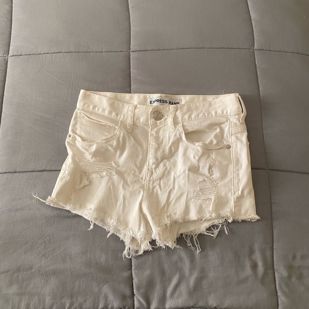 Express High Waisted White Shorts Size 0